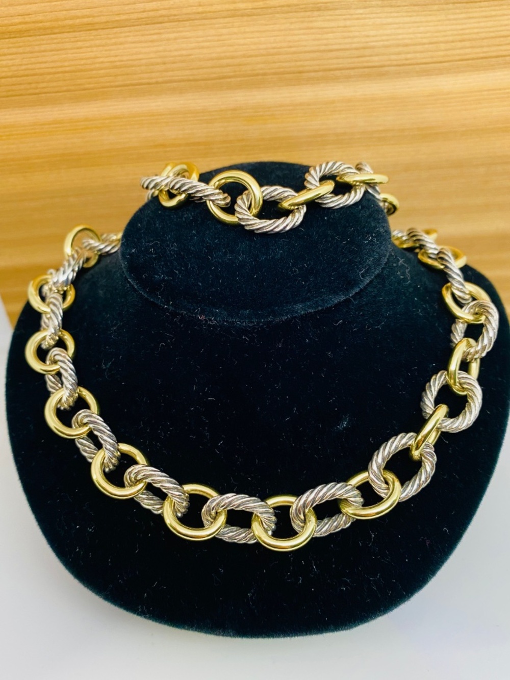 David Yurman Retired Oval Link Chain Necklace 16mm Sterling 18K Gold 88g - Picture 7 of 9